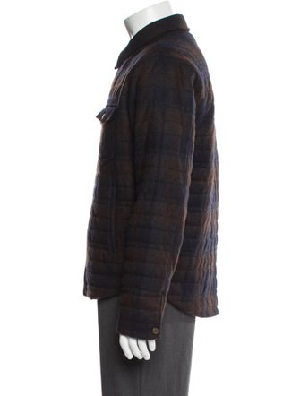 Billy Reid Wool Plaid Print Trucker Jacket