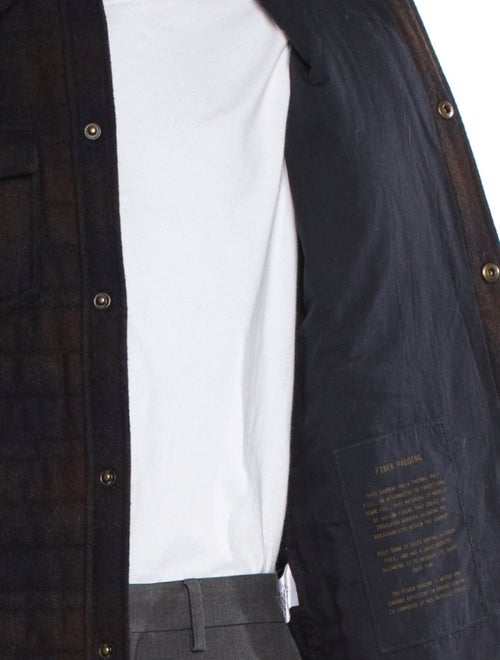 Billy Reid Wool Plaid Print Trucker Jacket