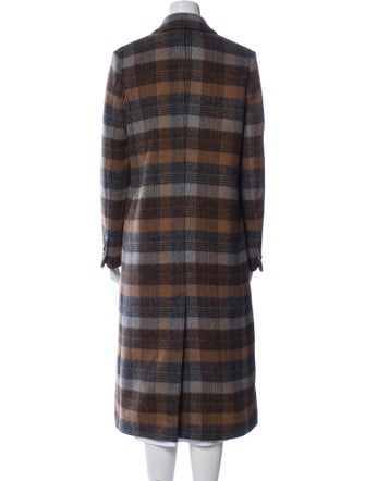 Billy Reid Wool Plaid Print Coat
