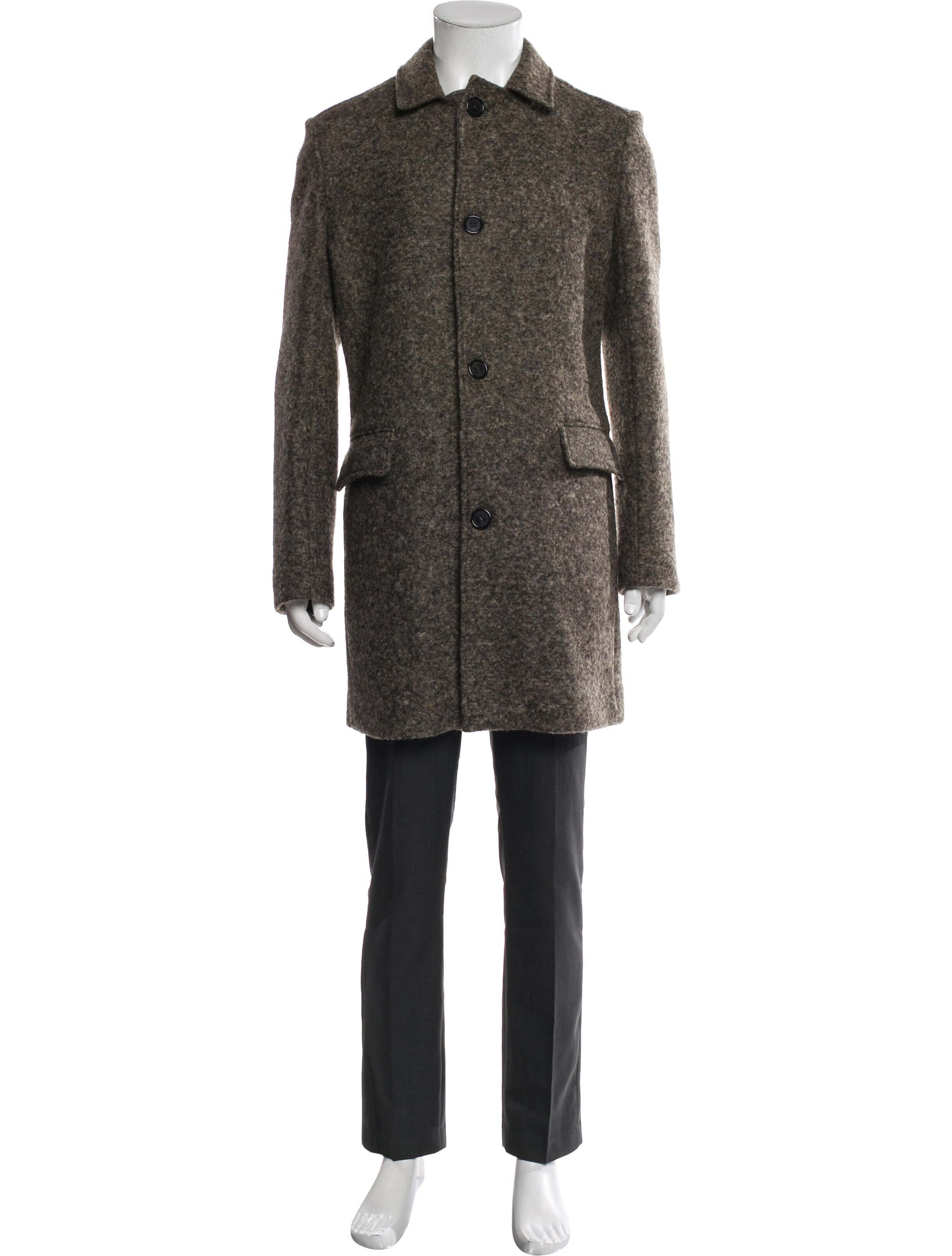 Billy Reid Virgin Wool Tweed Pattern Overcoat