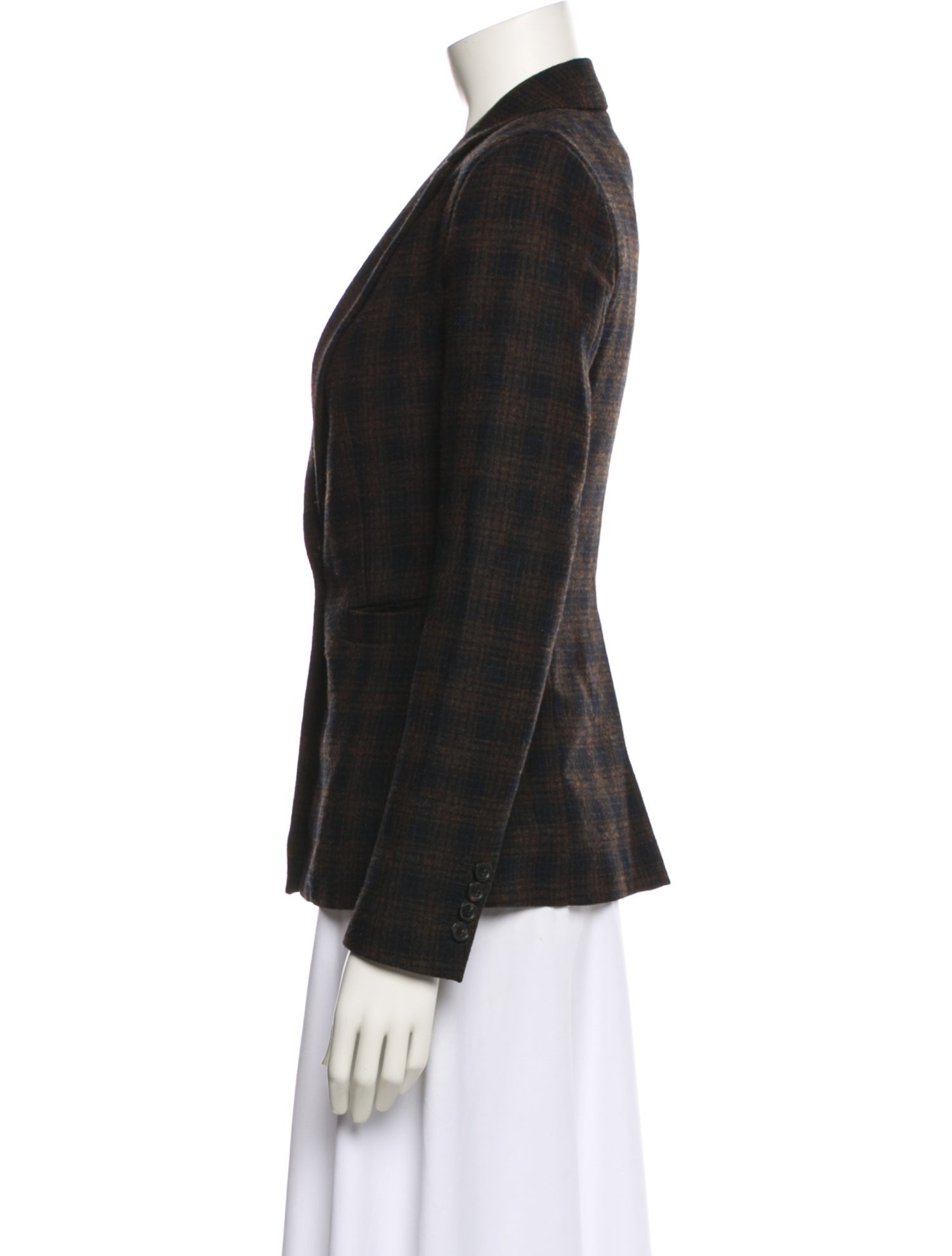 Billy Reid Wool Plaid Print Blazer