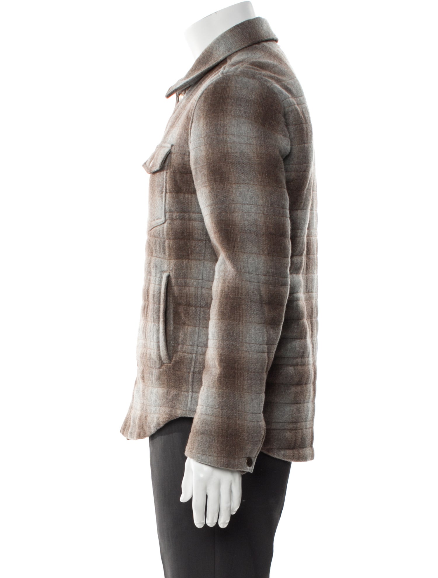 Billy Reid Wool Plaid Print Trucker Jacket