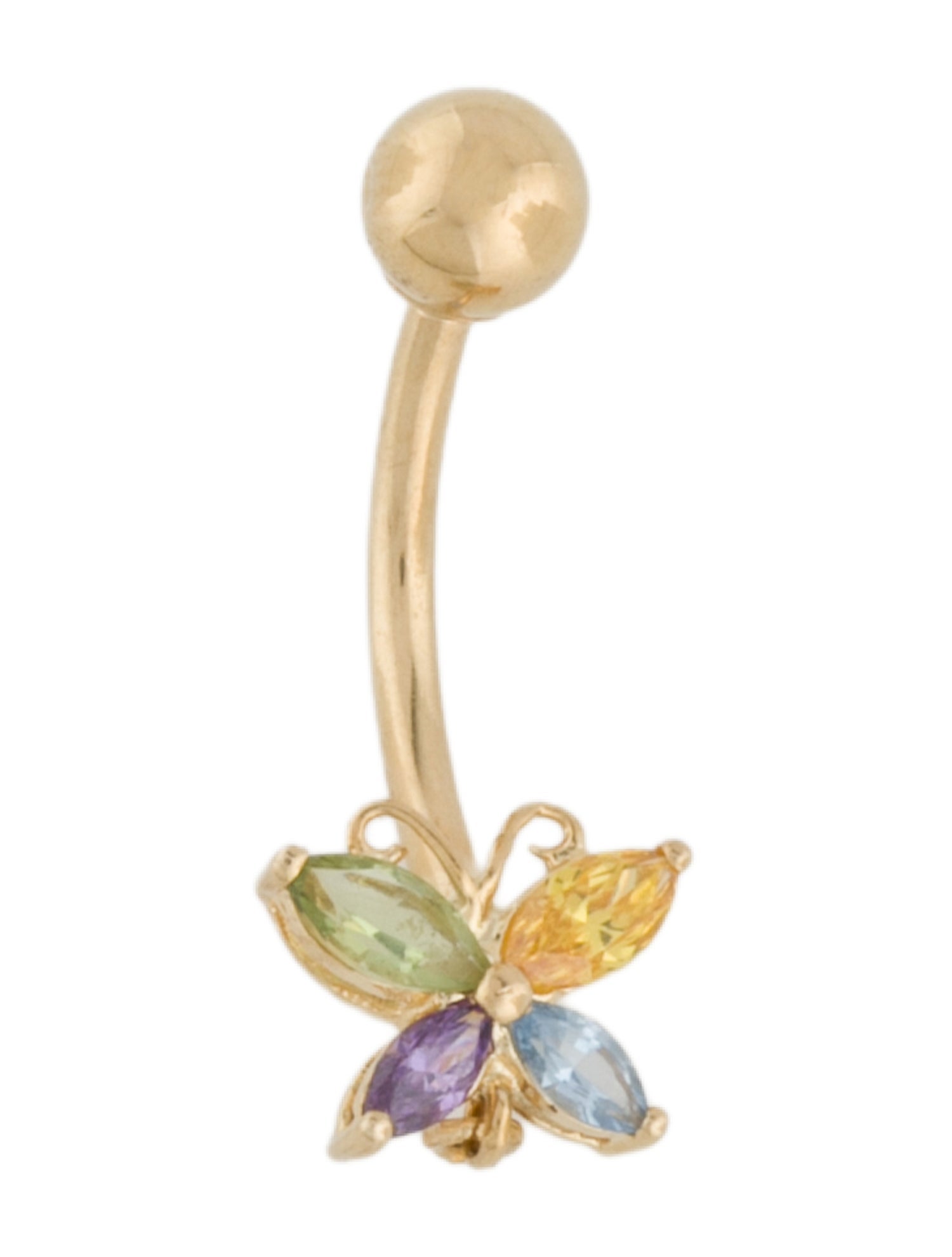 Body Jewelry 14K Cubic Zirconia Butterfly Belly Bottom Ring