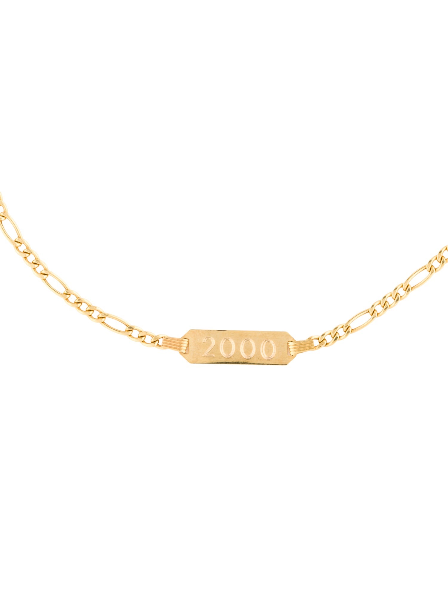 Body Jewelry 14K '2000' Bar Figaro Chain Anklet