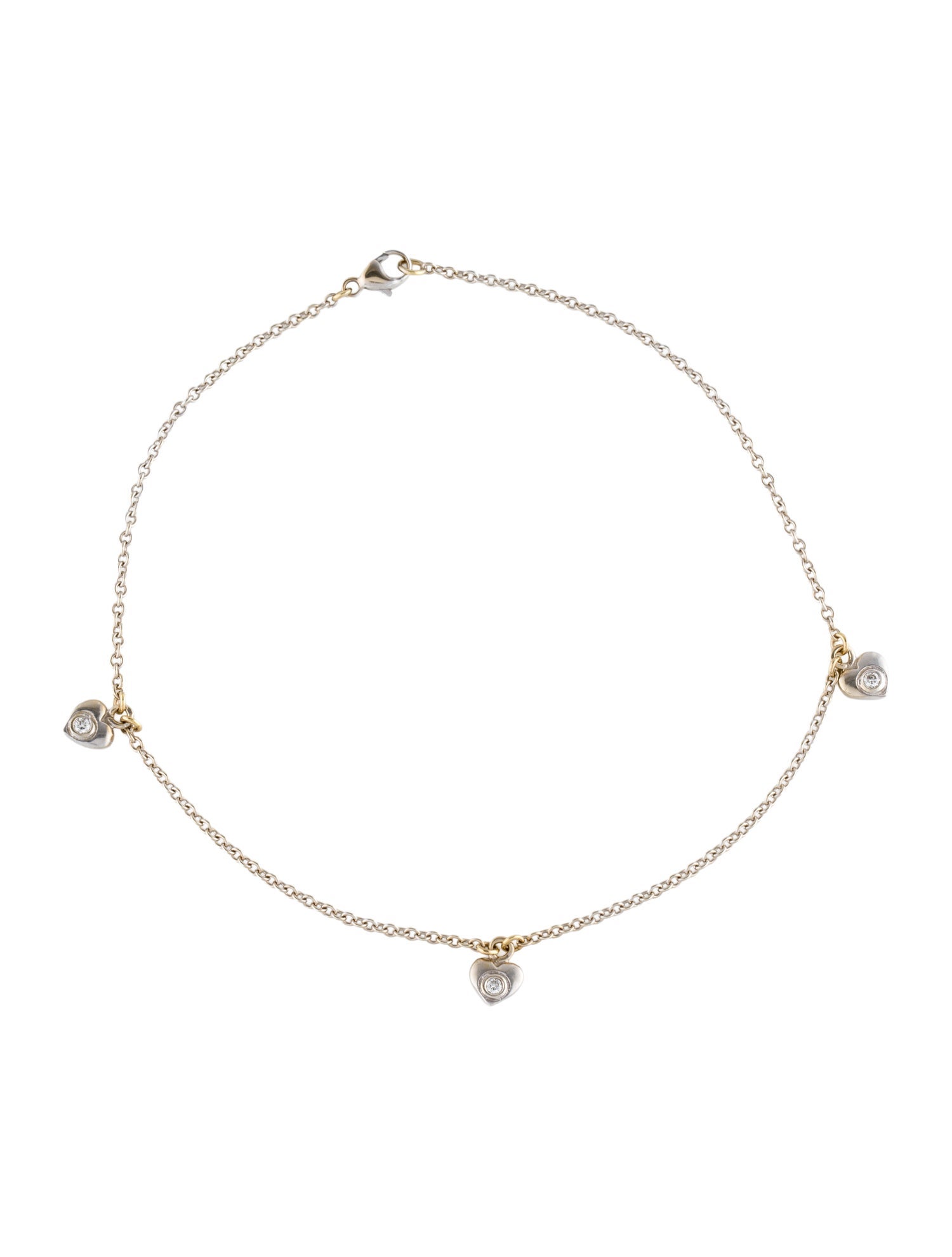 Body Jewelry 18K Diamond Heart Charm Anklet