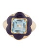 Bea Bongiasca 9K Topaz & Enamel Floral Disco Signet Ring