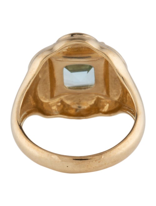 Bea Bongiasca 9K Topaz & Enamel Floral Disco Signet Ring