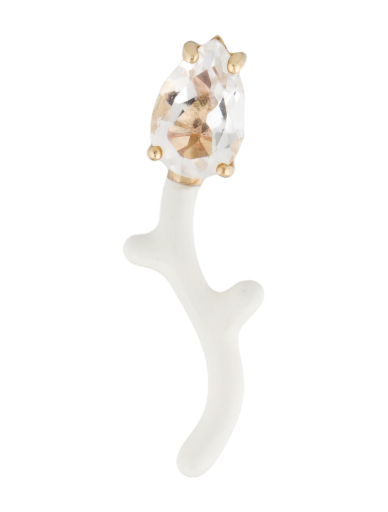 Bea Bongiasca 9K Quartz & Enamel Single Drop Earring