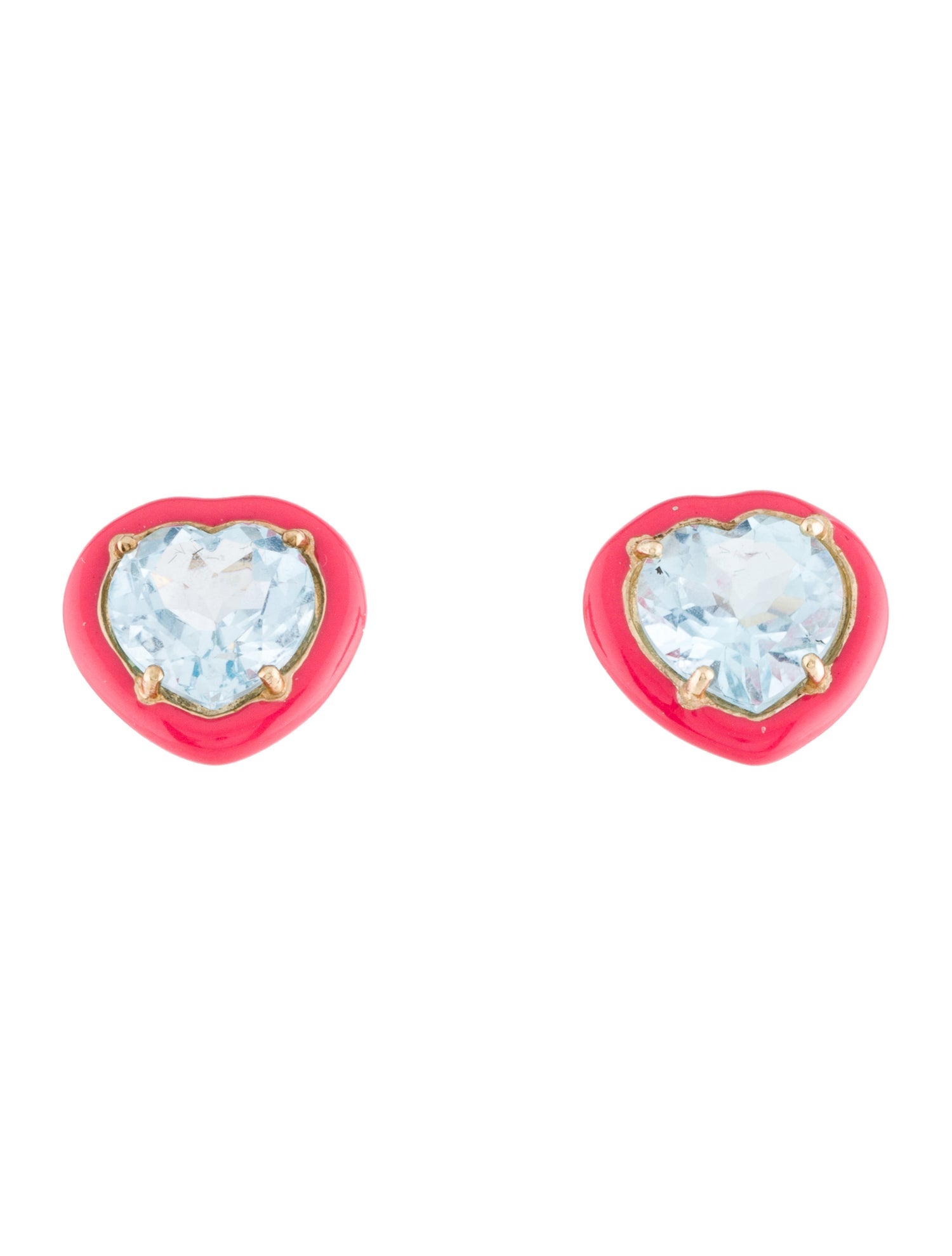Bea Bongiasca Topaz & Enamel Candy Heart Stud Earrings