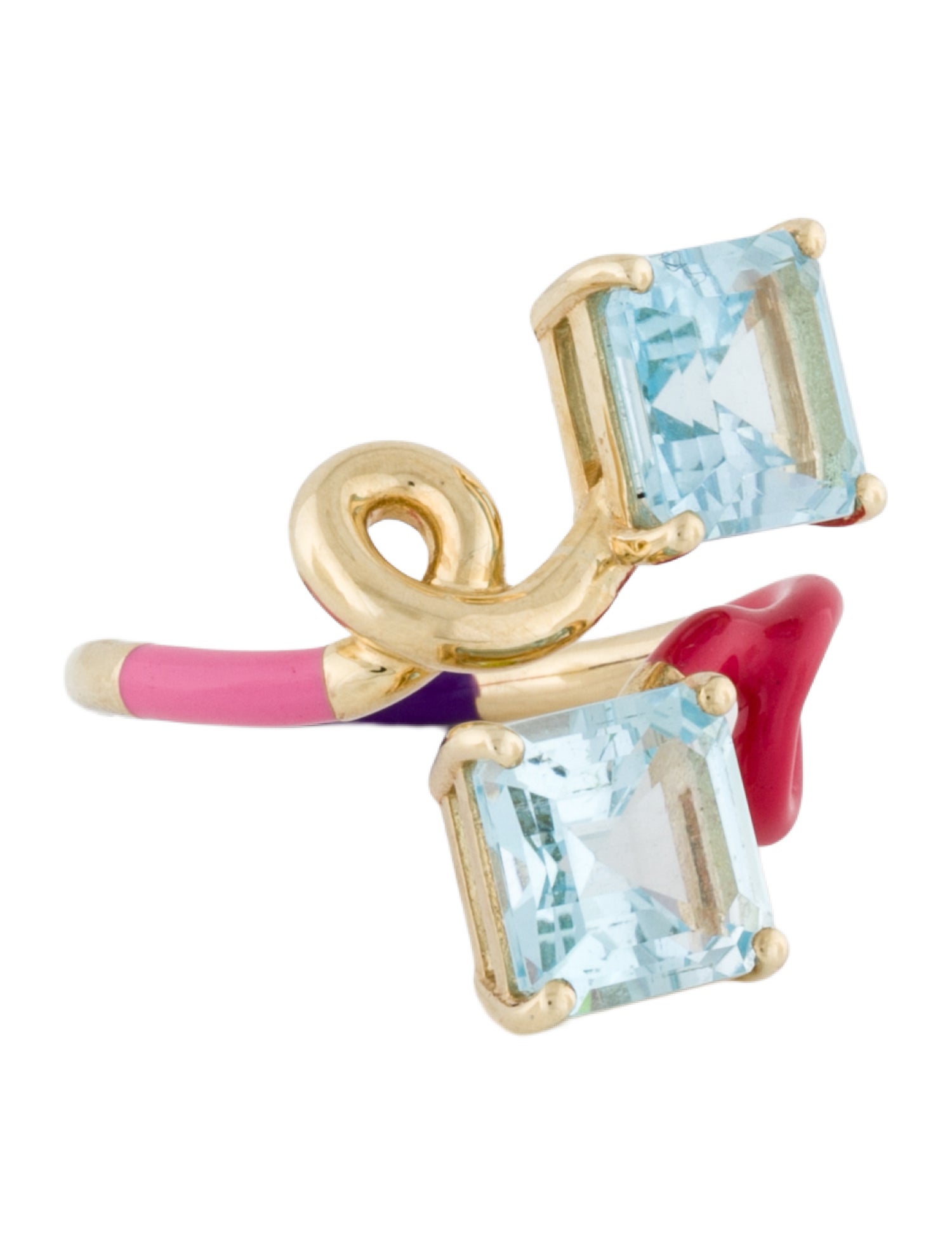 Bea Bongiasca Topaz & Enamel Vine Tendril Cocktail Ring