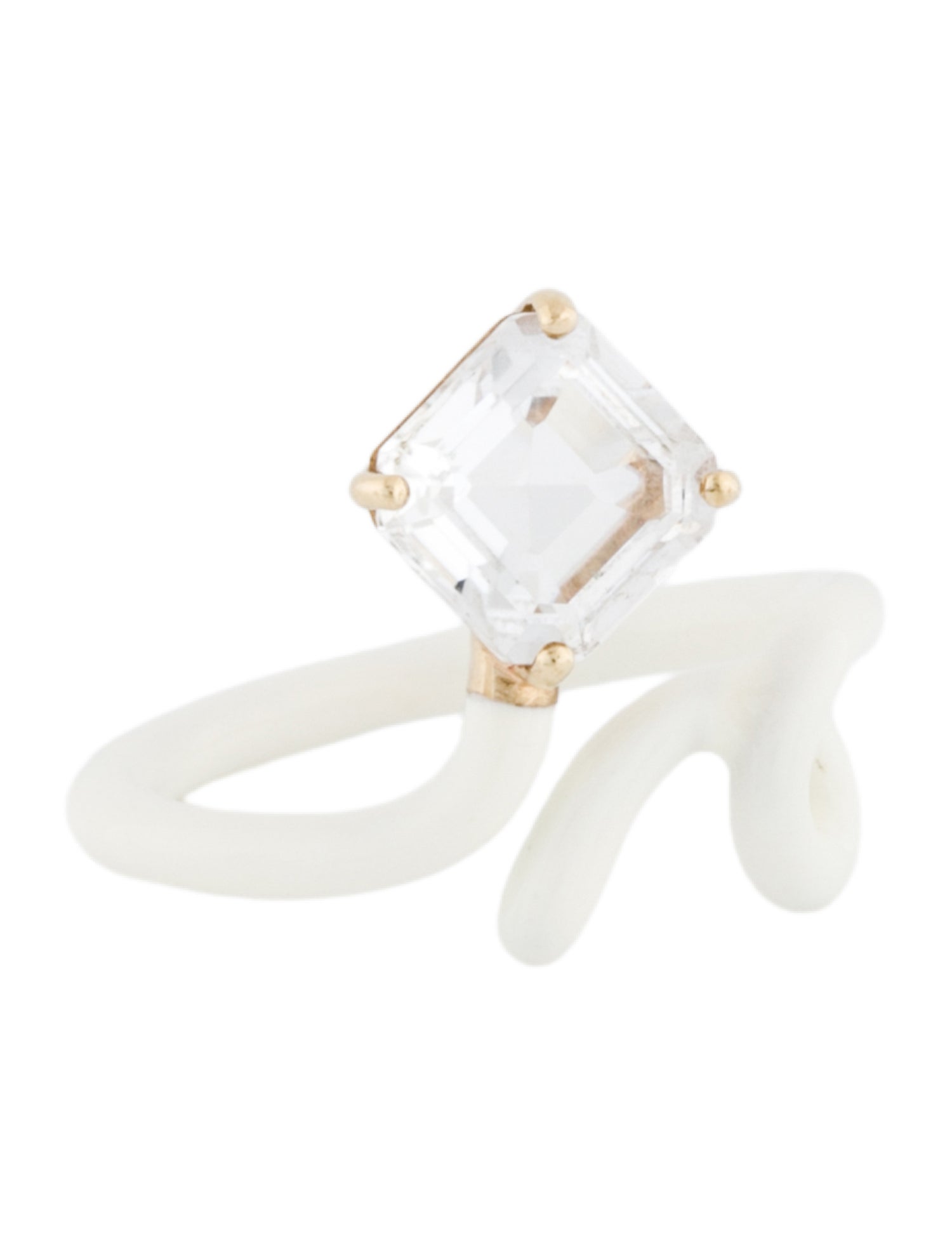 Bea Bongiasca Quartz Enamel Square Tendril Ring