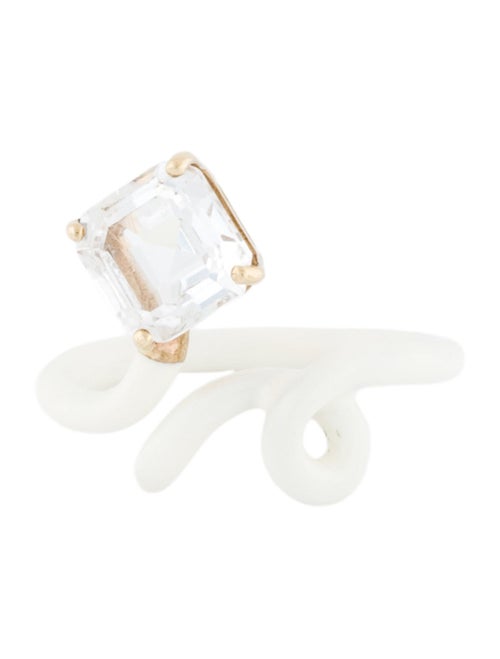 Bea Bongiasca Quartz Enamel Square Tendril Ring