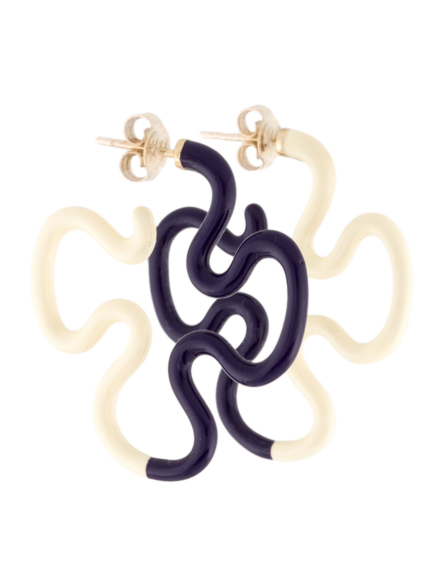 Bea Bongiasca Enamel Duo Flower Hoop Earrings