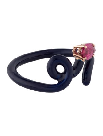 Bea Bongiasca Synthetic Ruby & Enamel Baby Vine Ring