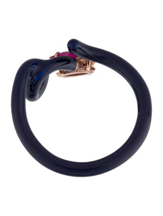 Bea Bongiasca Synthetic Ruby & Enamel Baby Vine Ring