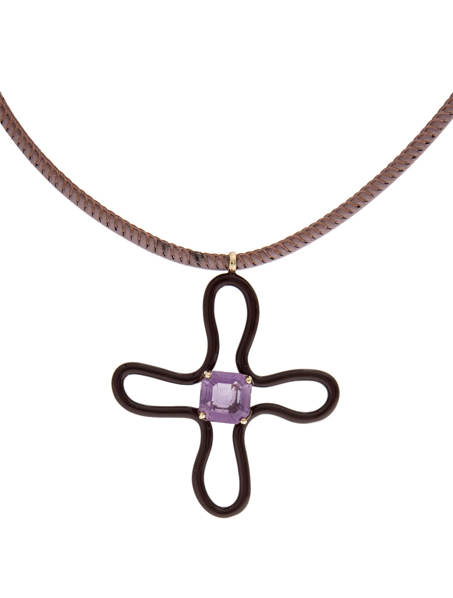 Bea Bongiasca 4.10ct Amethyst Pop Choker With Lucky Flower Pendant