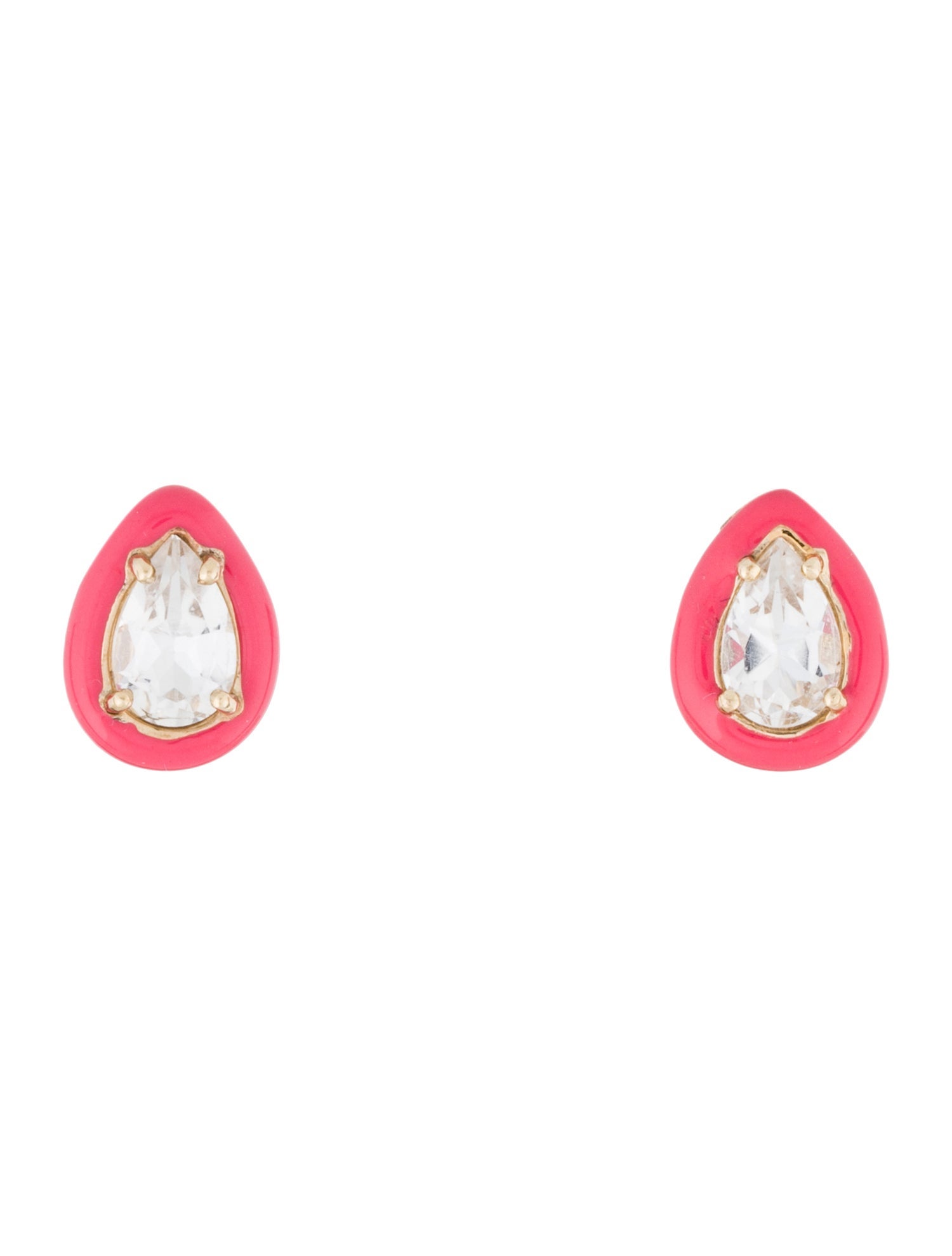 Bea Bongiasca 9K Quartz & Enamel Gumdrop Stud Earrings