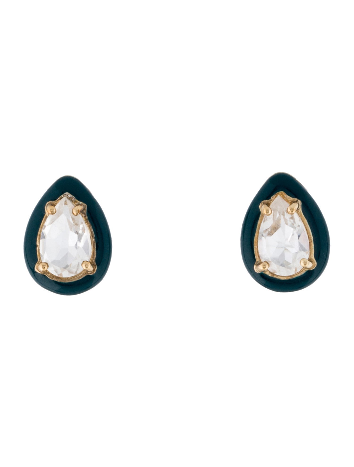 Bea Bongiasca 9K Quartz & Enamel Gumdrop Stud Earrings
