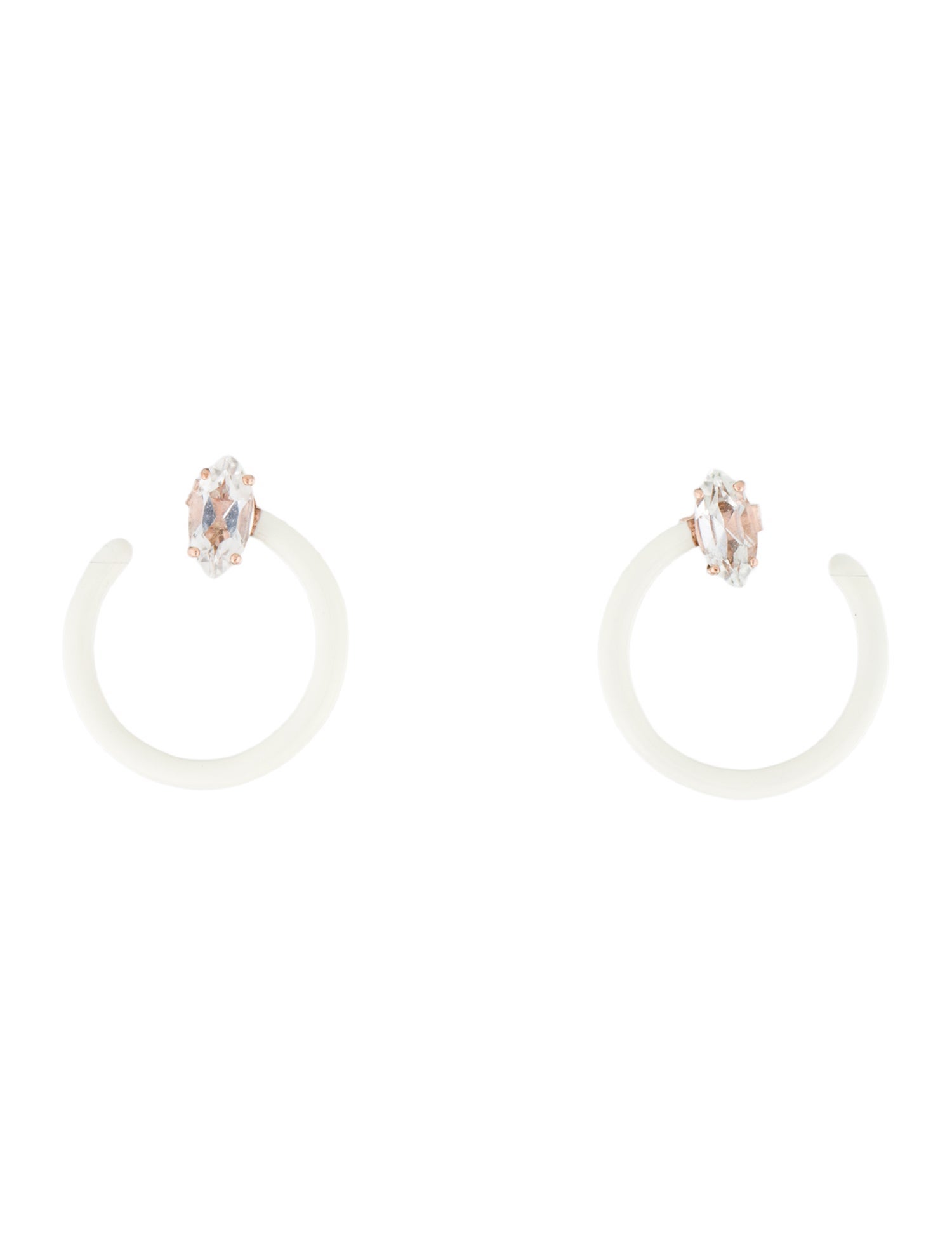 Bea Bongiasca 9K Topaz & Enamel Tendril Circle Hoop Earrings