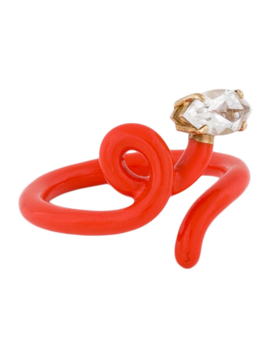 Bea Bongiasca Topaz & Enamel Baby Vine Tendril Ring