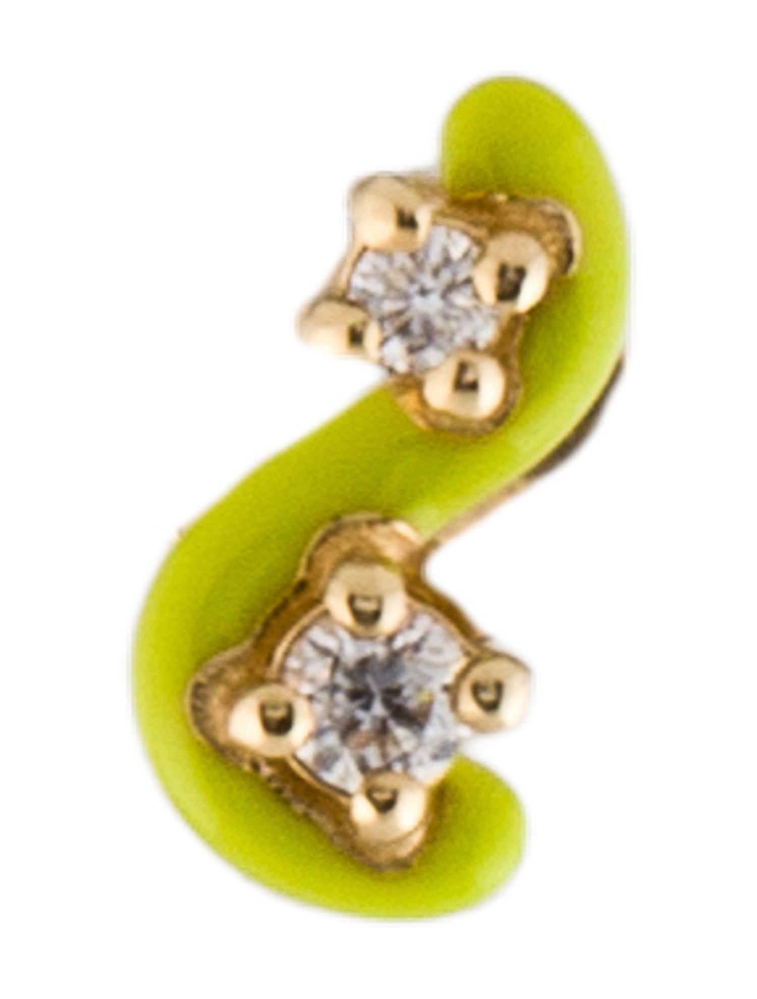 Bea Bongiasca 9K Diamond & Enamel Mini Loop Single Stud Earring