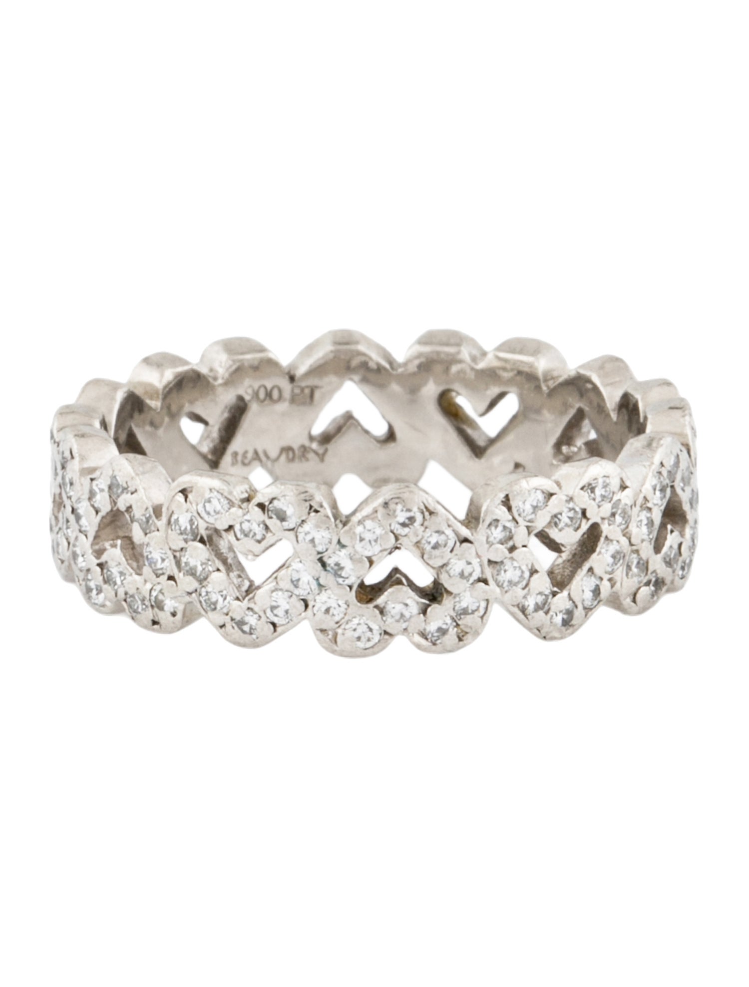 Beaudry Platinum Diamond Heart Eternity Band