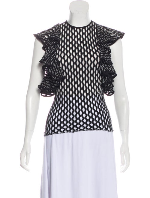 Beaufille Lace Pattern Crew Neck Top Black