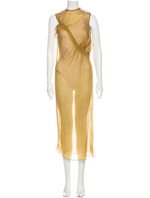 Beaufille Mock Neck Long Dress Yellow
