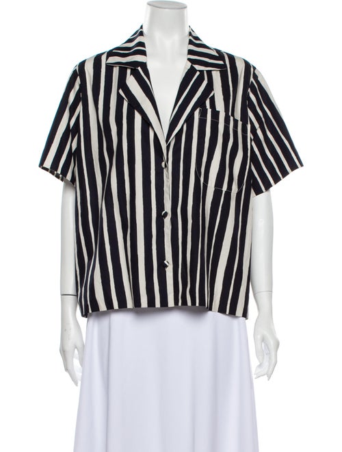 Beaufille Striped V-Neck Button-Up Top