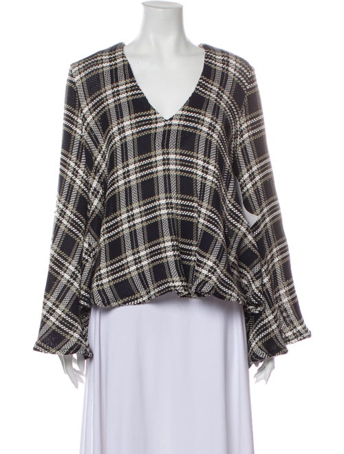 Beaufille Plaid Print V-Neck Sweater
