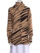 Beaufille Animal Print Turtleneck Button-Up Top