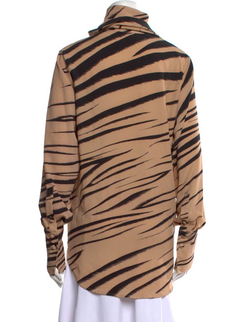 Beaufille Animal Print Turtleneck Button-Up Top