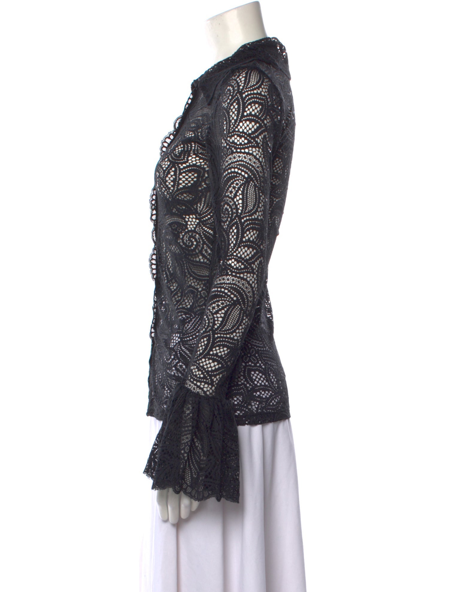 Beaufille Lace Pattern Long Sleeve Button-Up Top w/ Tags