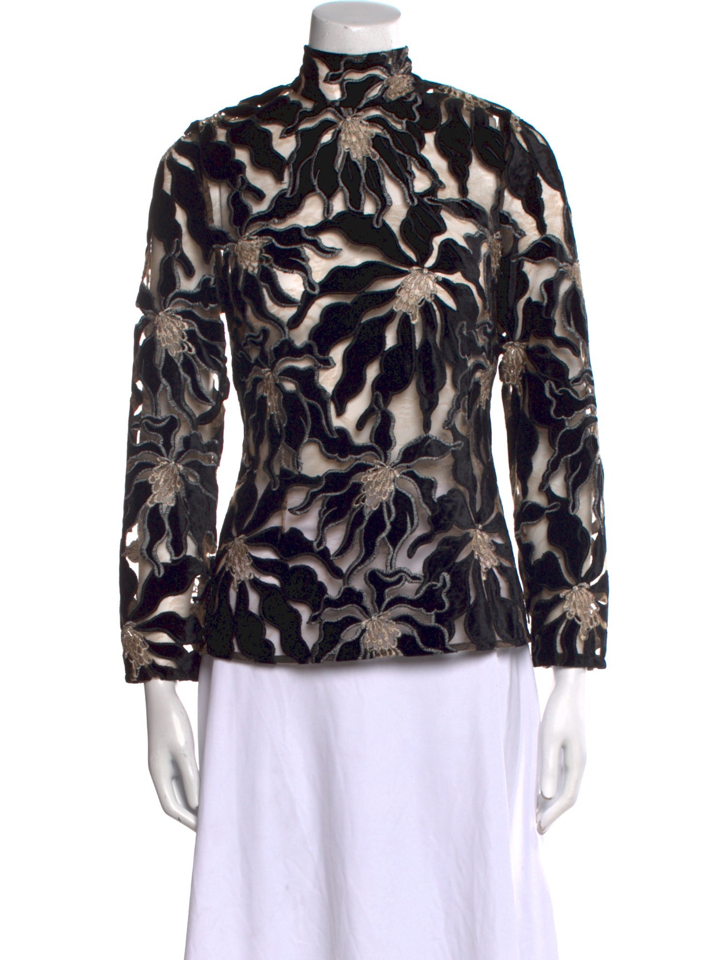 Beaufille Patterned Mock Neck Blouse