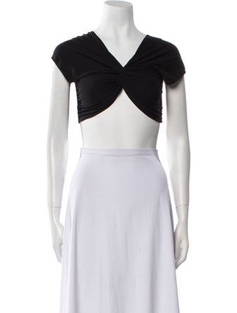 Beaufille V-Neck Short Sleeve Crop Top