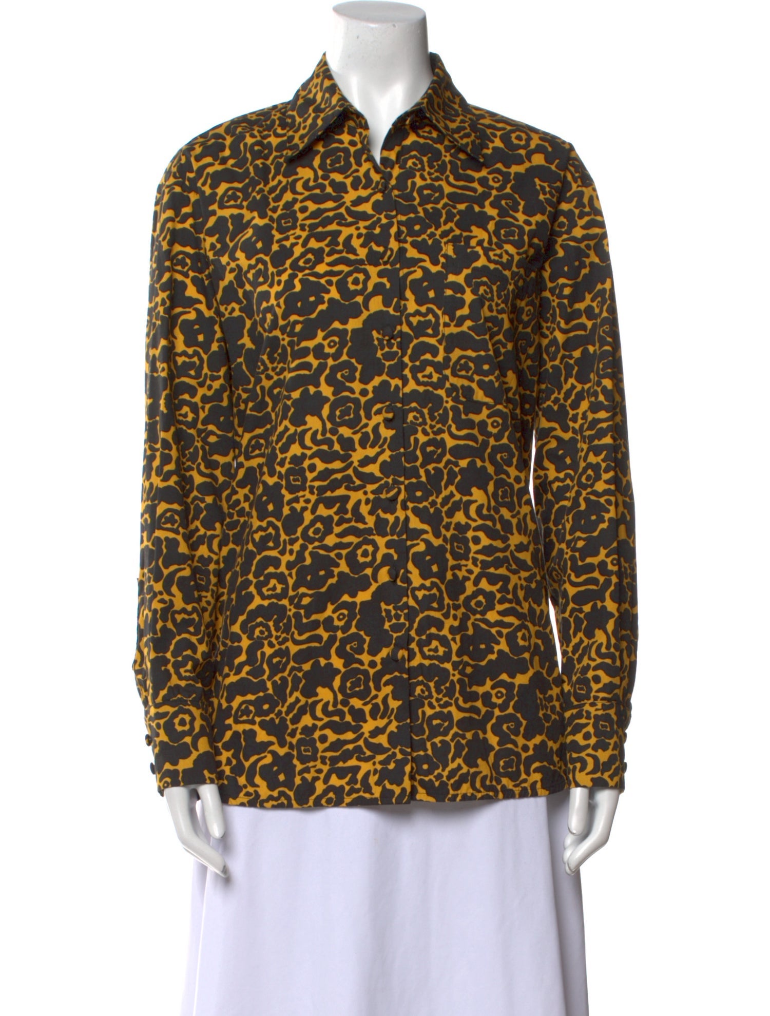 Beaufille Printed Long Sleeve Button-Up Top