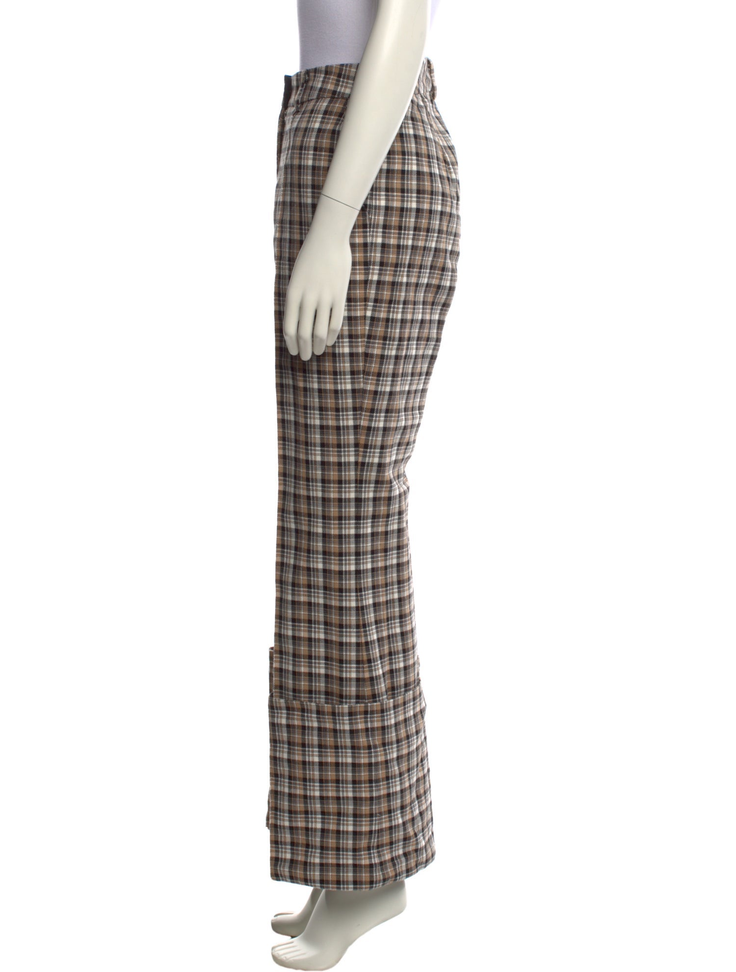 Beaufille Plaid Print Wide Leg Pants