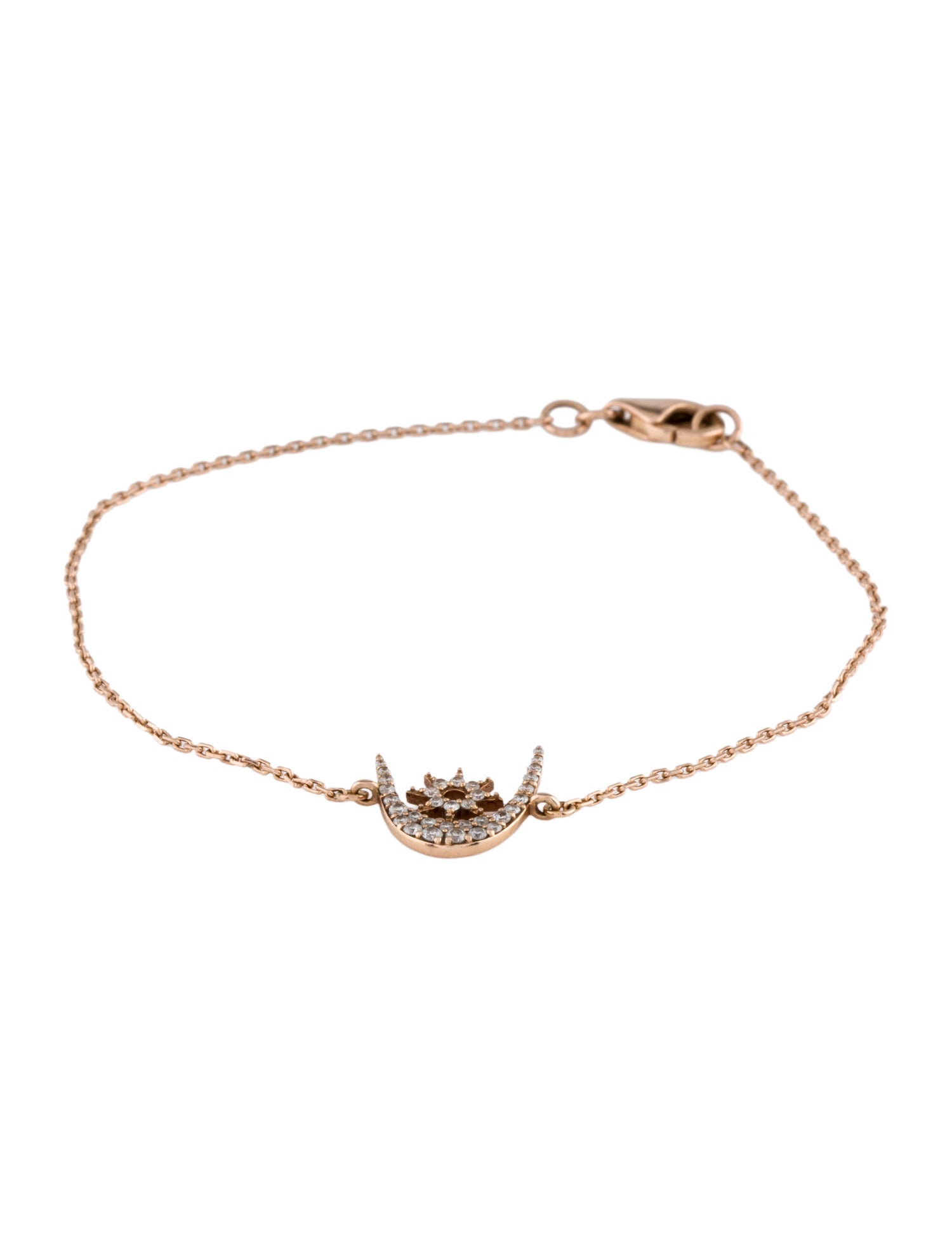 Bee Goddess 14K Diamond Moon & Star Charm Bracelet