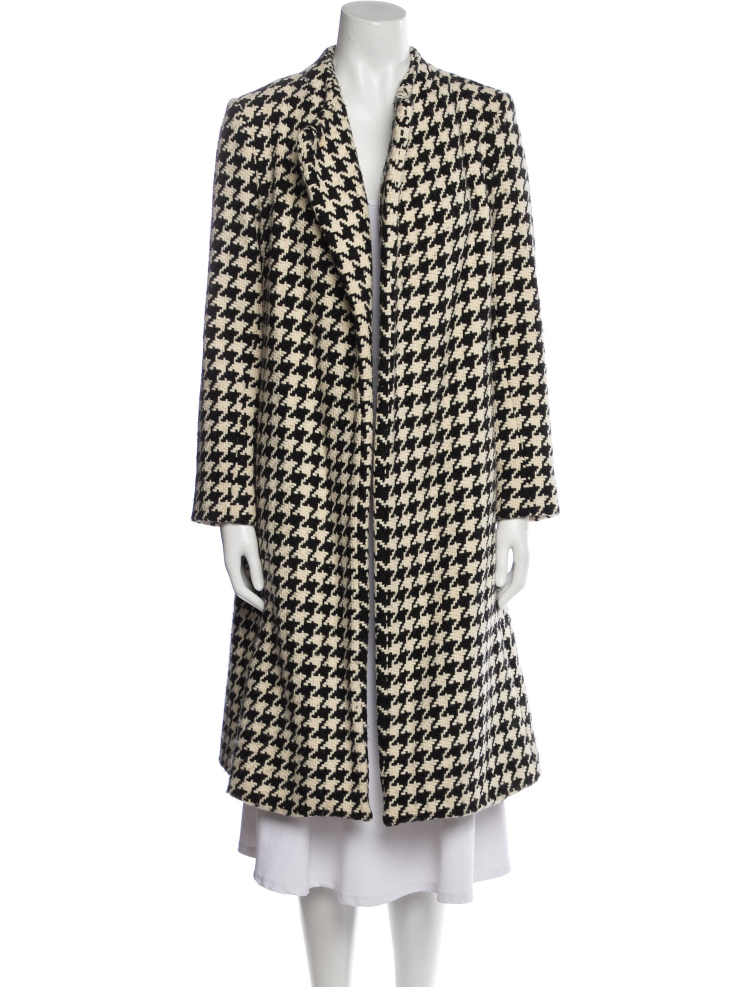 Behnaz Sarafpour Wool Houndstooth Print Coat