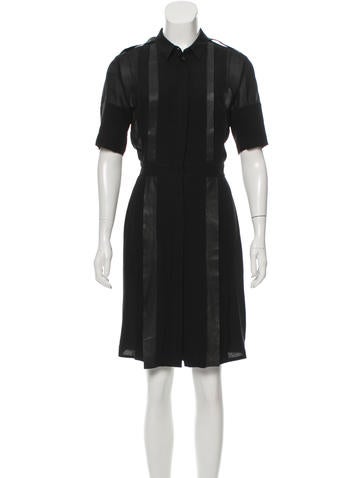 Belstaff Silk Leather-Accented Cocktail Dress