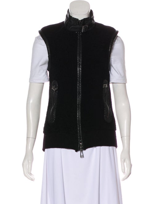 Belstaff Leather-Trimmed Wool Vest Black