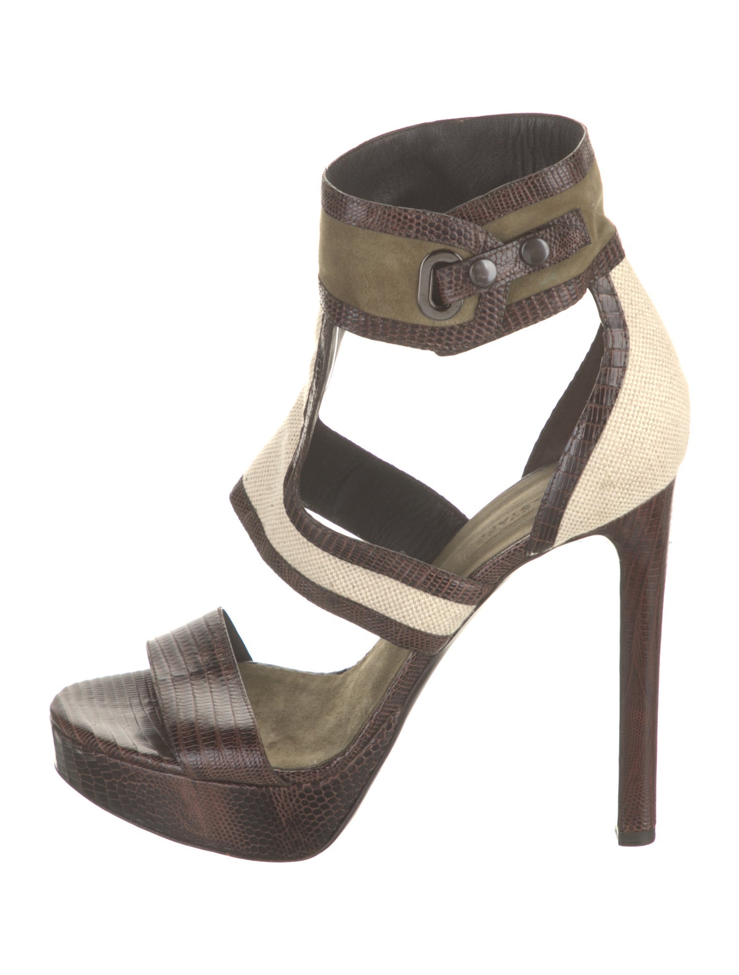 Belstaff Lizard Animal Print T-Strap Pumps