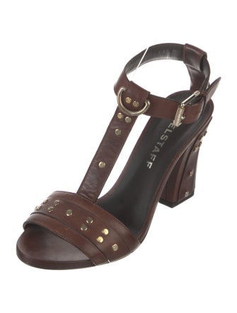 Belstaff Leather Studded Accents T-Strap Sandals