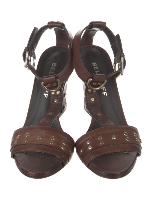 Belstaff Leather Studded Accents T-Strap Sandals