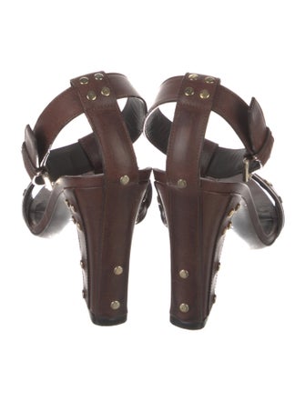 Belstaff Leather Studded Accents T-Strap Sandals