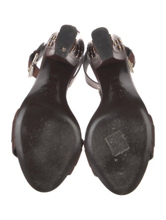 Belstaff Leather Studded Accents T-Strap Sandals