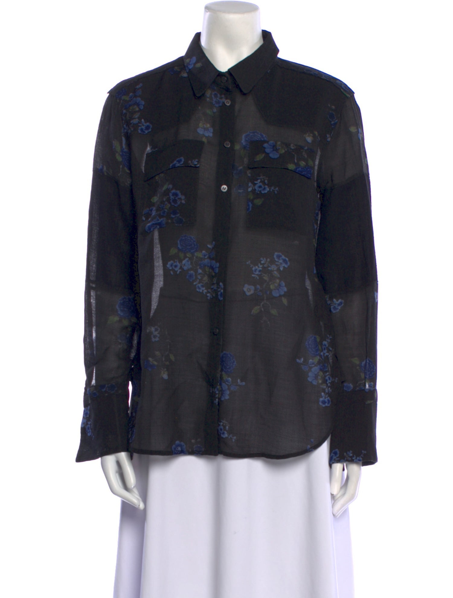 Belstaff Virgin Wool Floral Print Button-Up Top