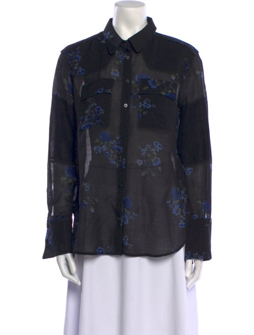Belstaff Virgin Wool Floral Print Button-Up Top