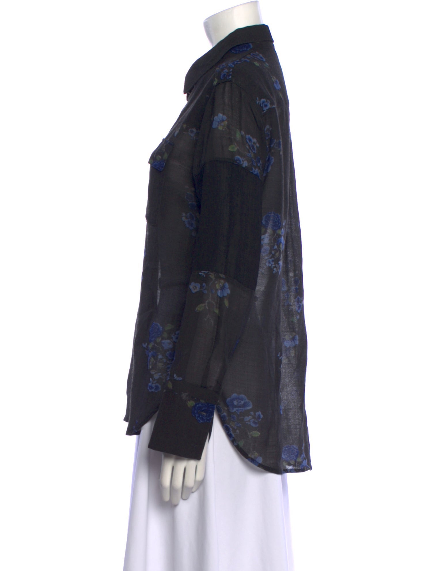 Belstaff Virgin Wool Floral Print Button-Up Top