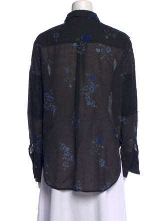 Belstaff Virgin Wool Floral Print Button-Up Top